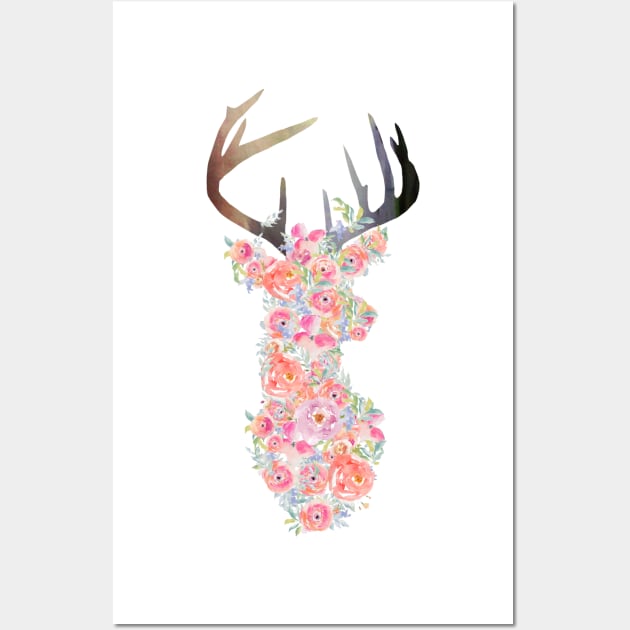 Floral Deer Wall Art by lunabelleapparel